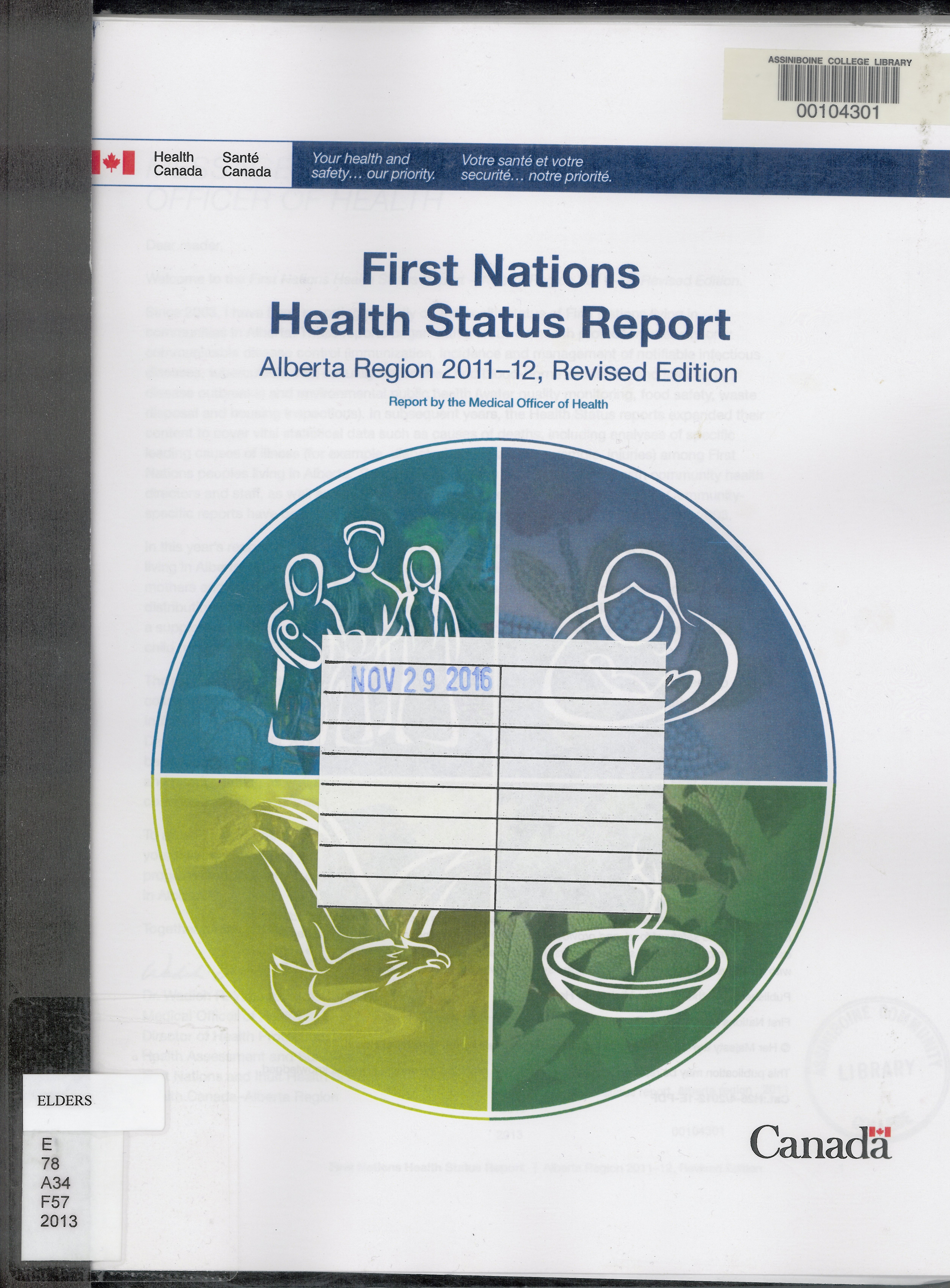 First Nations health status report, Alberta region : 2011-2012