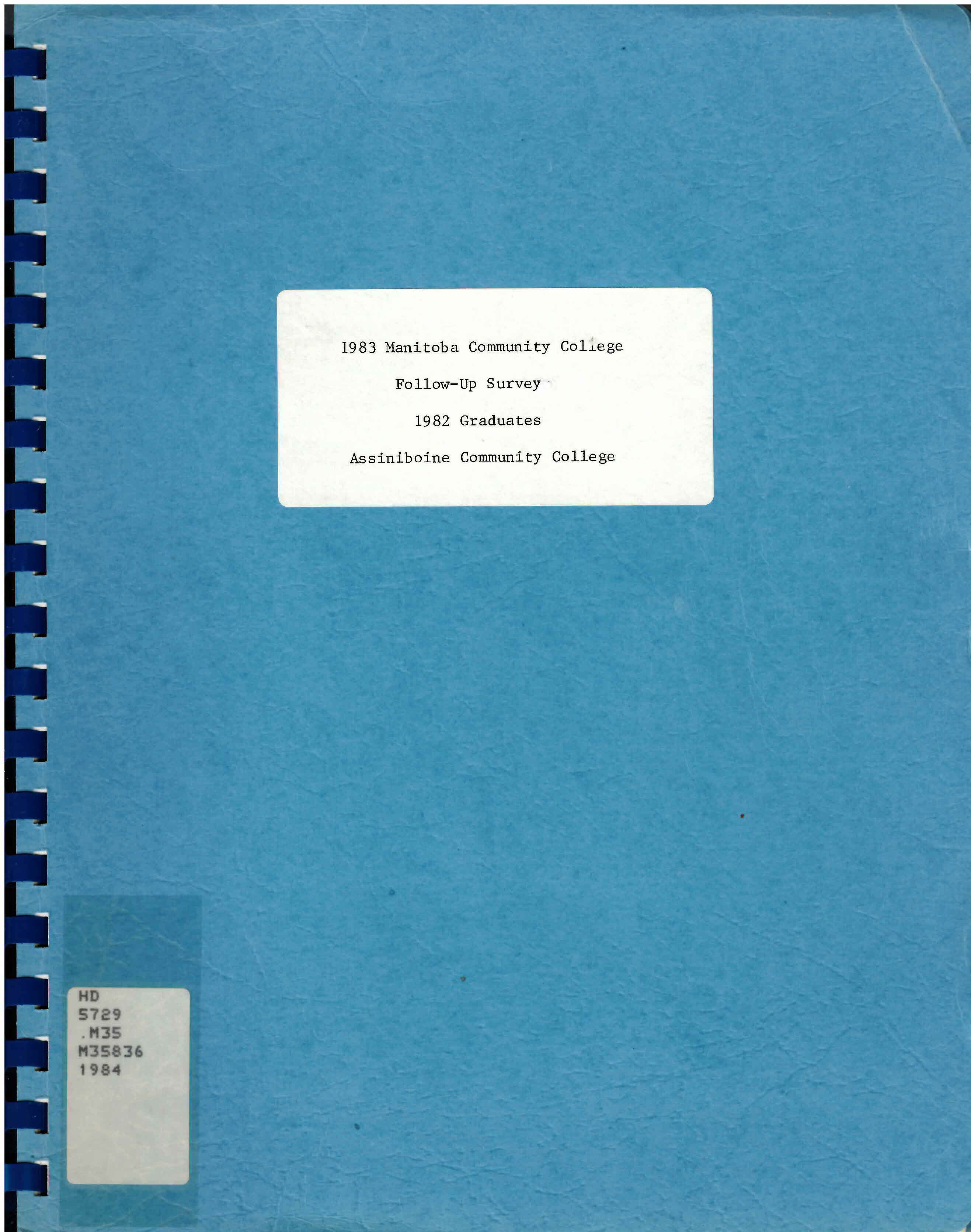 1983 Manitoba community college follow-up survey of 1982  graduates, Assiniboine Community College