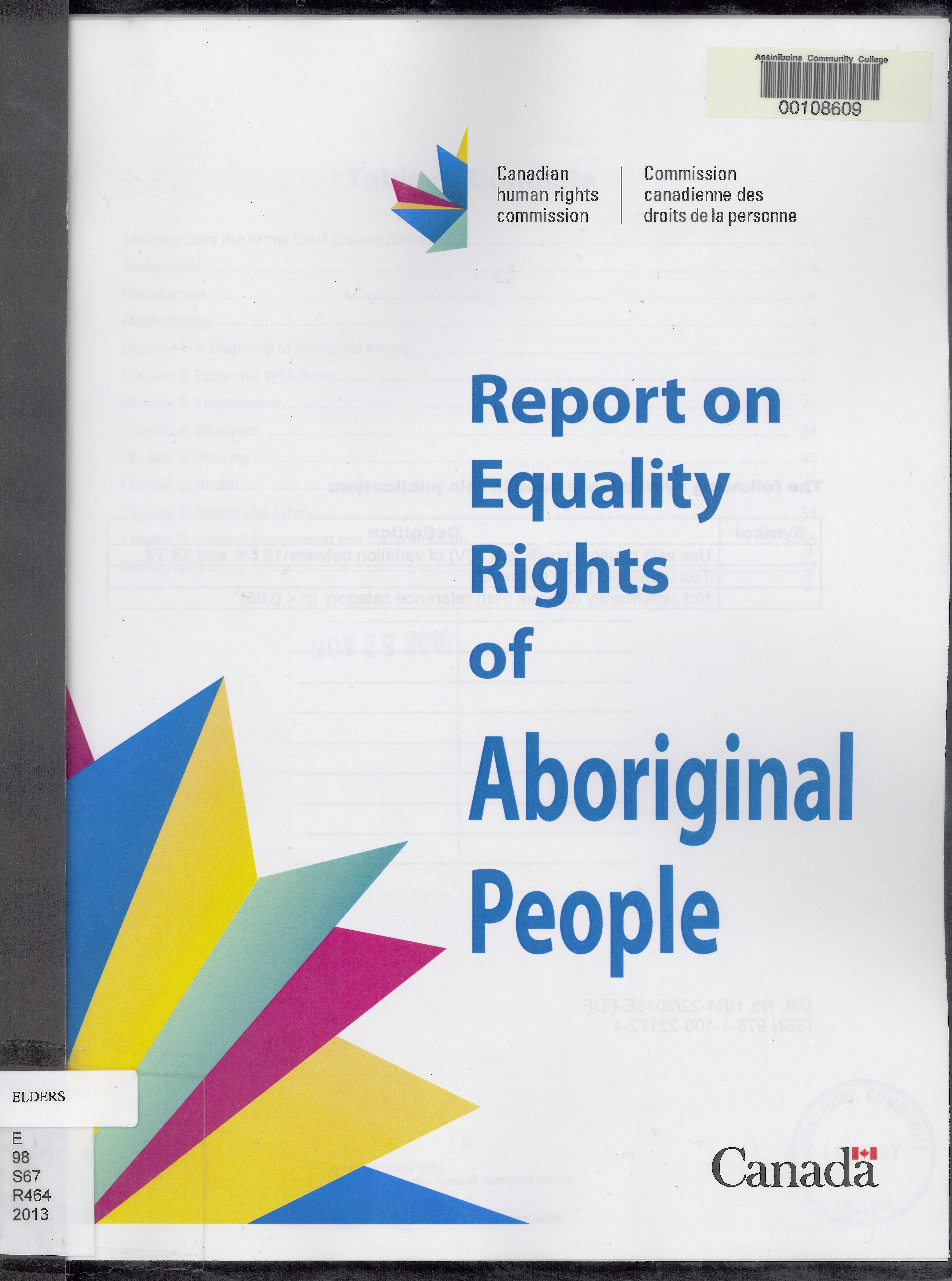 Report on equality rights of Aboriginal people