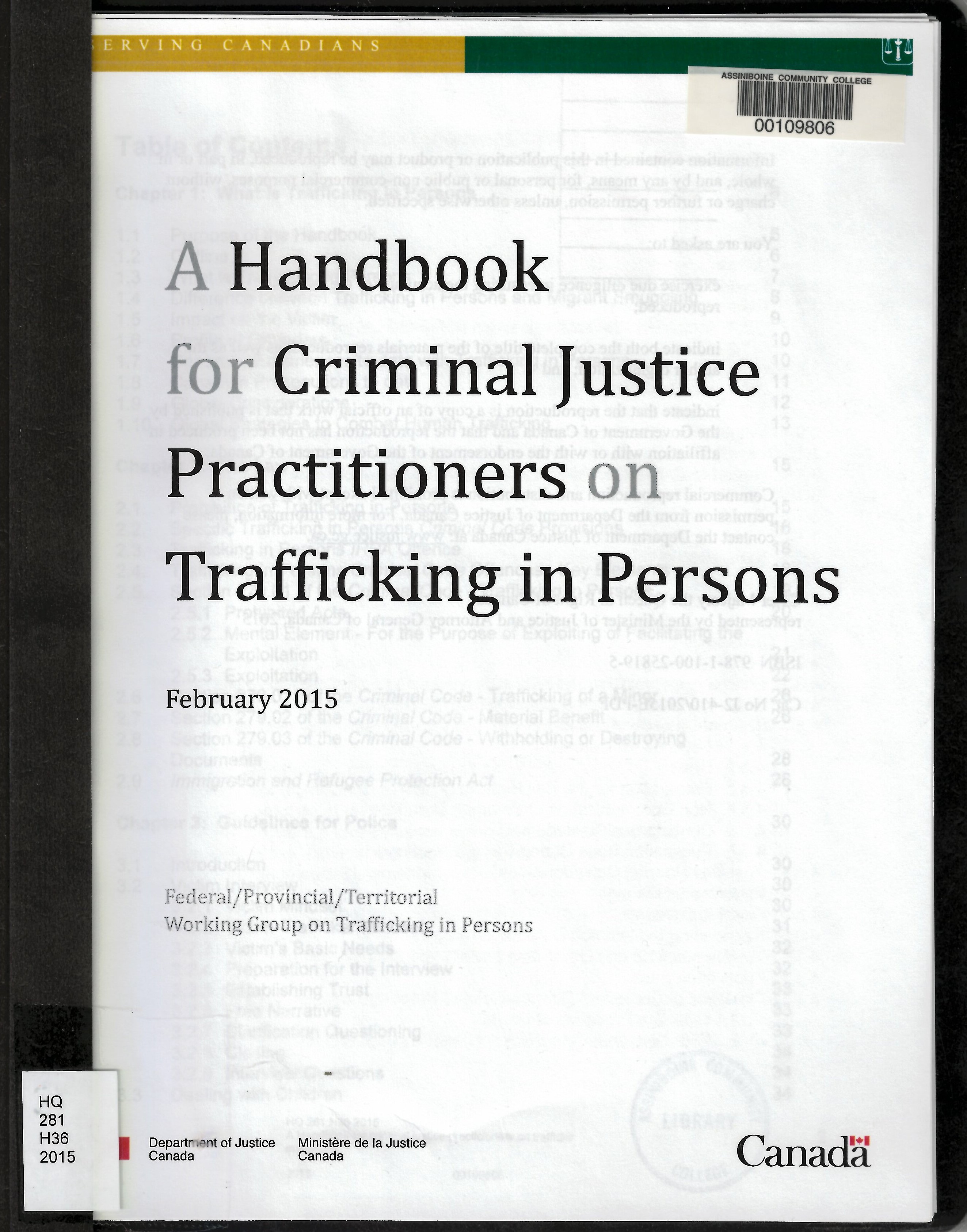 A Handbook for criminal justice practicioners on trafficking in persons