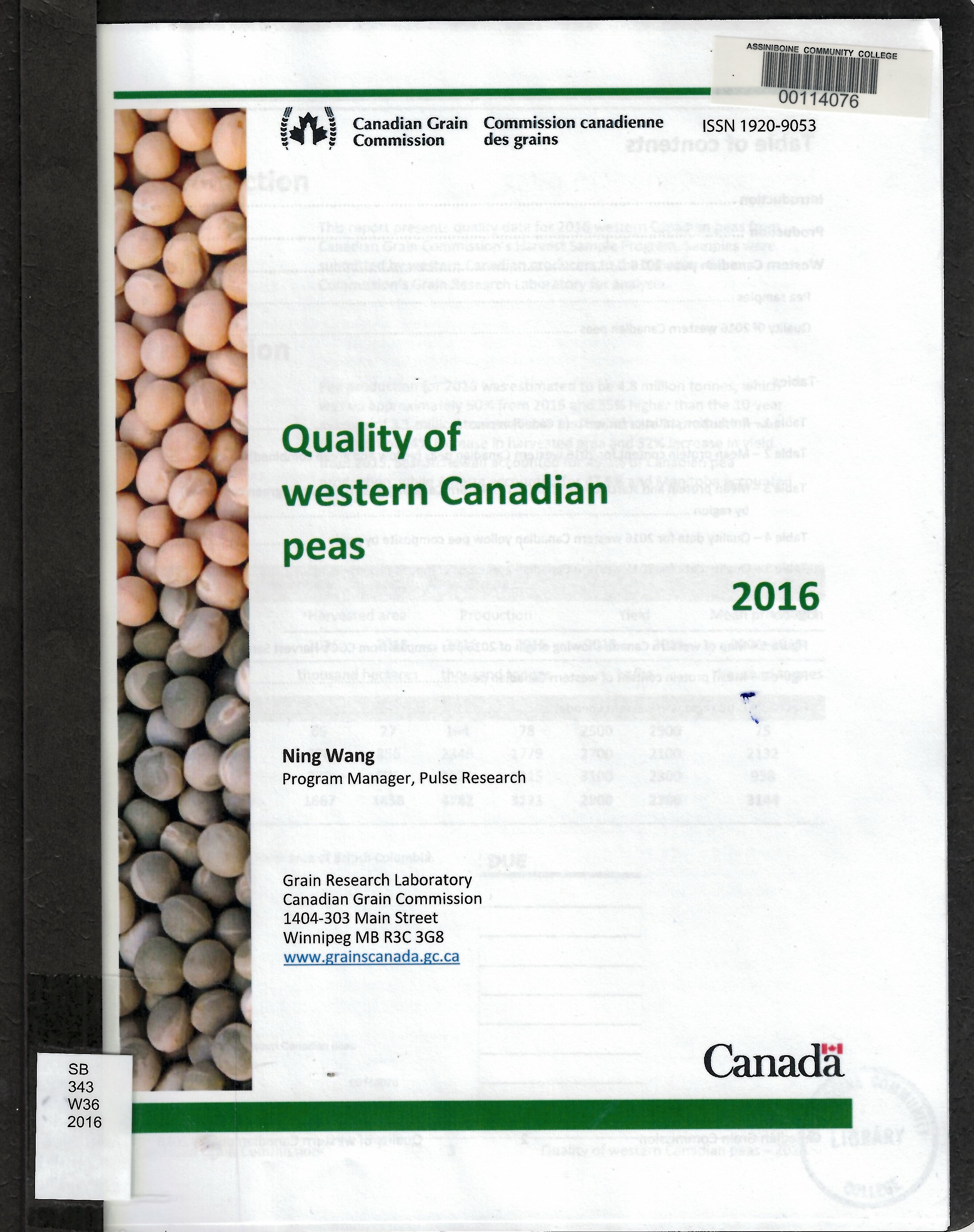 Quality of western Canadian peas