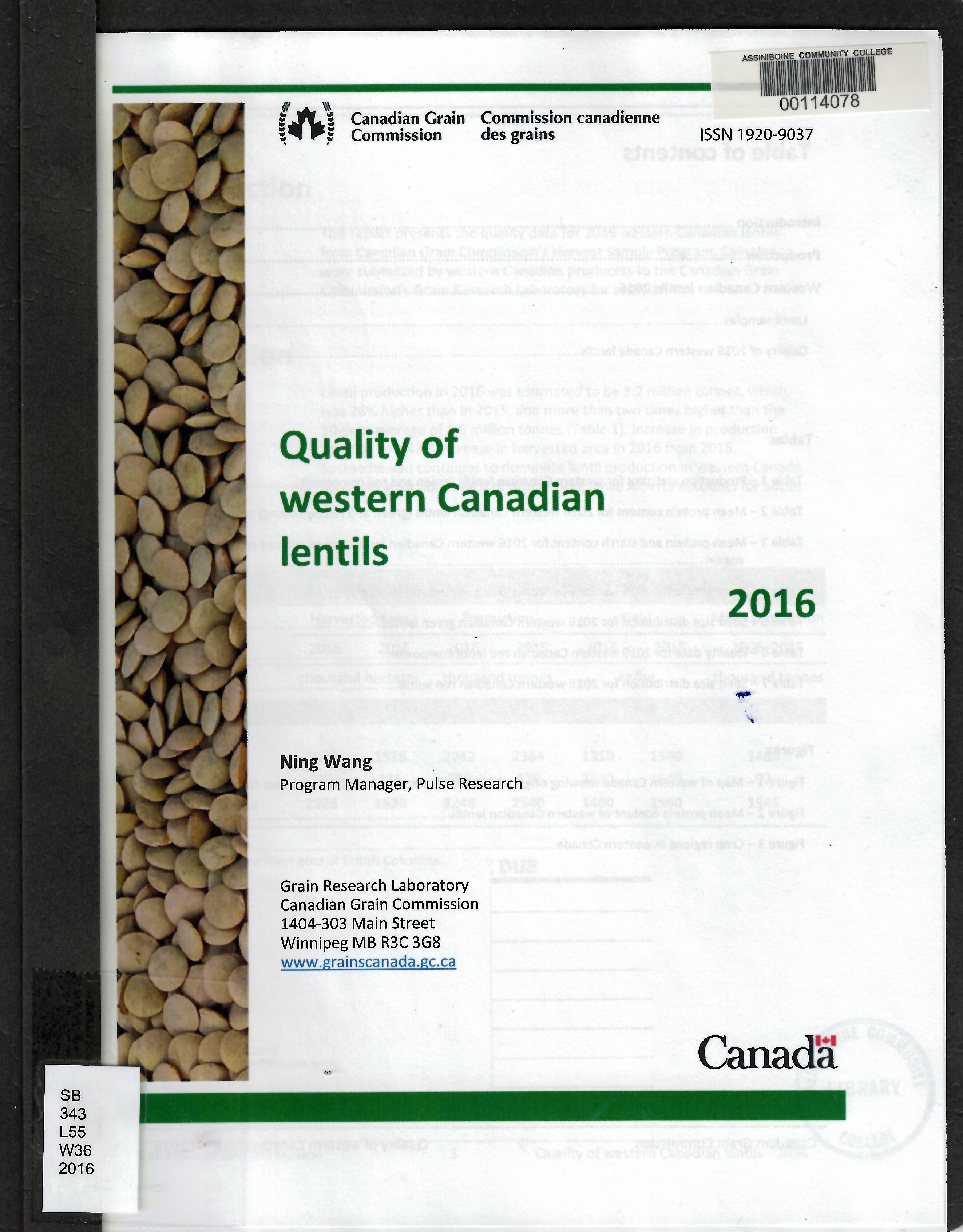 Quality of western Canadian lentils