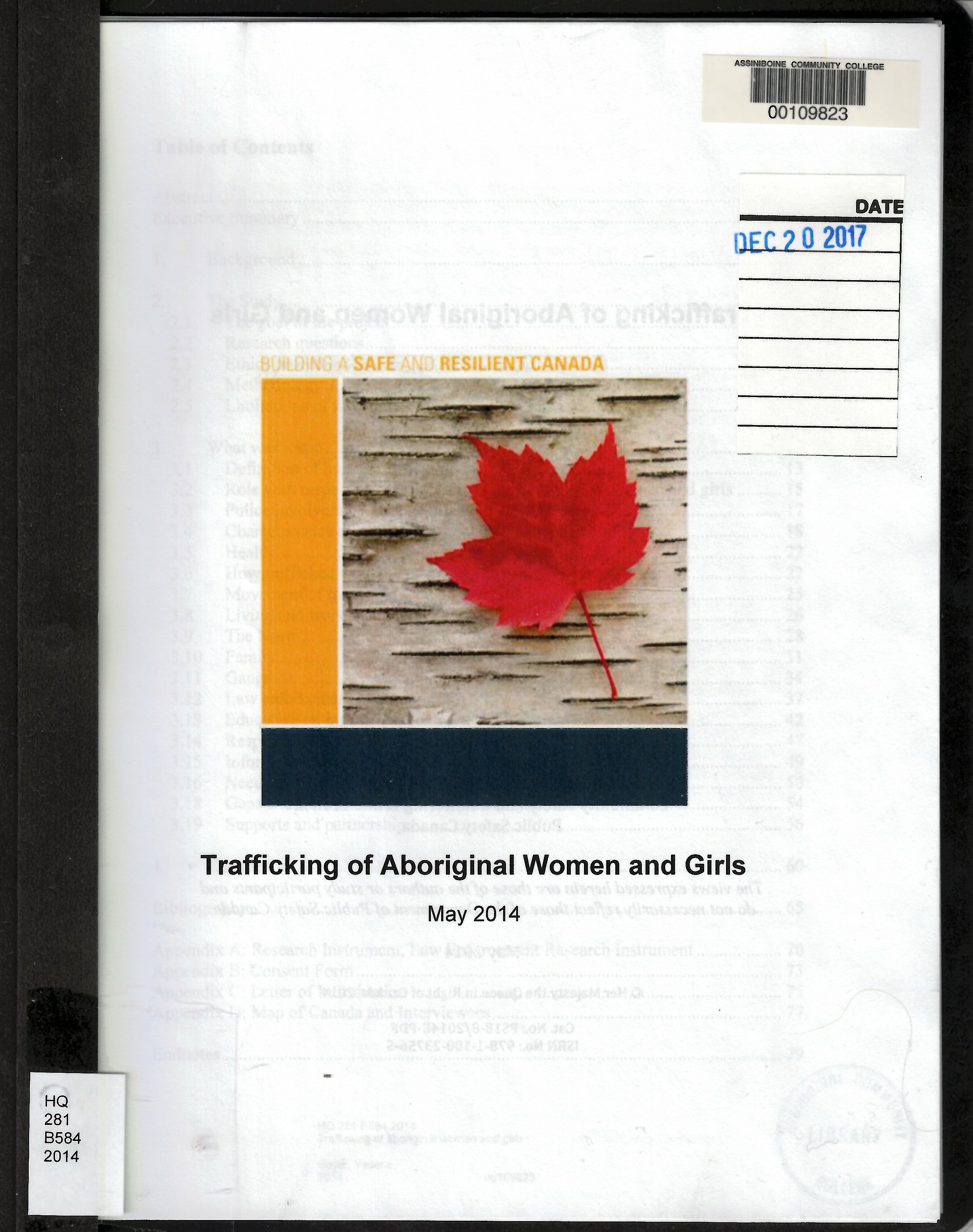 Trafficking of aboriginal women and girls