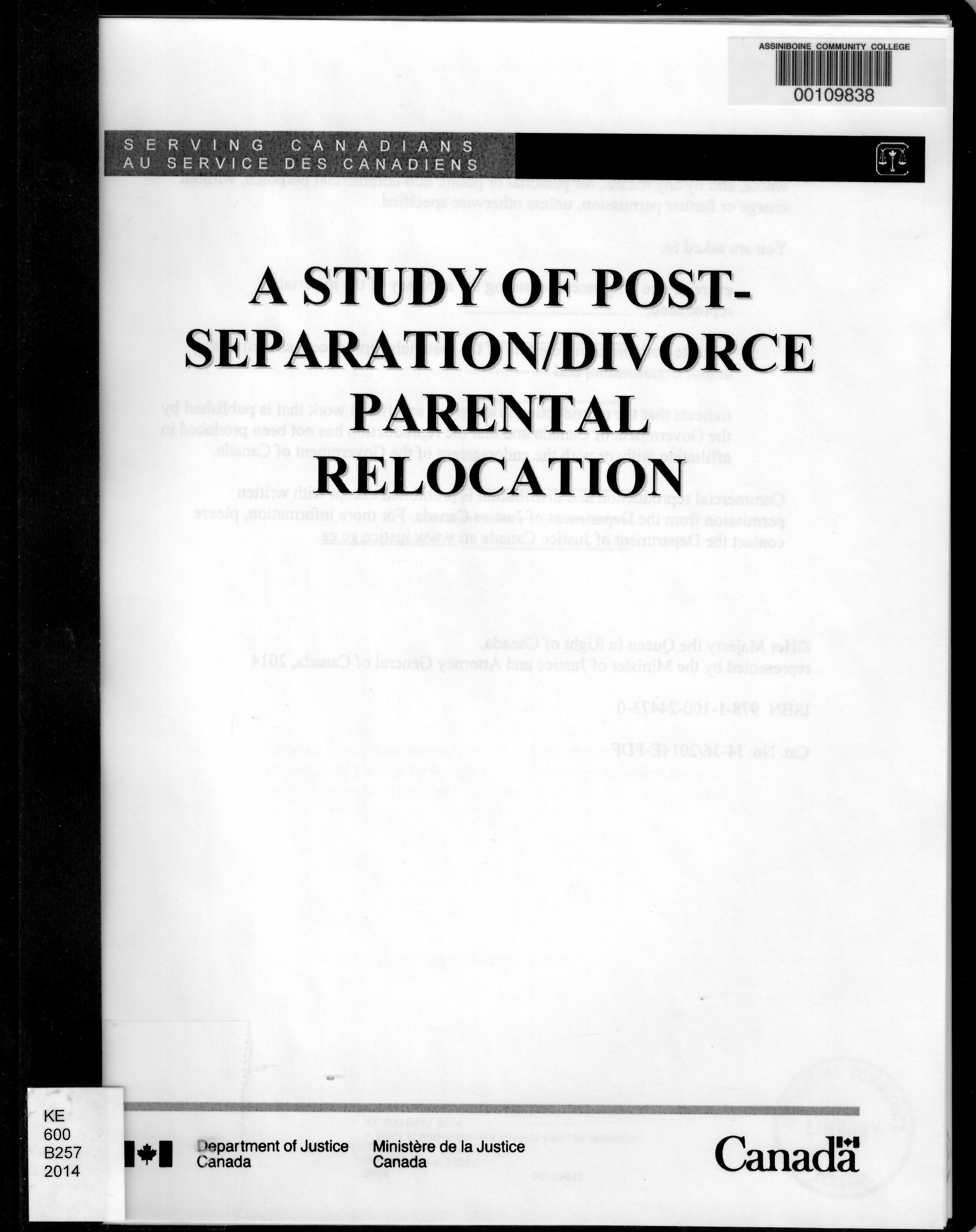 A study of post-separation/divorce parental relocation