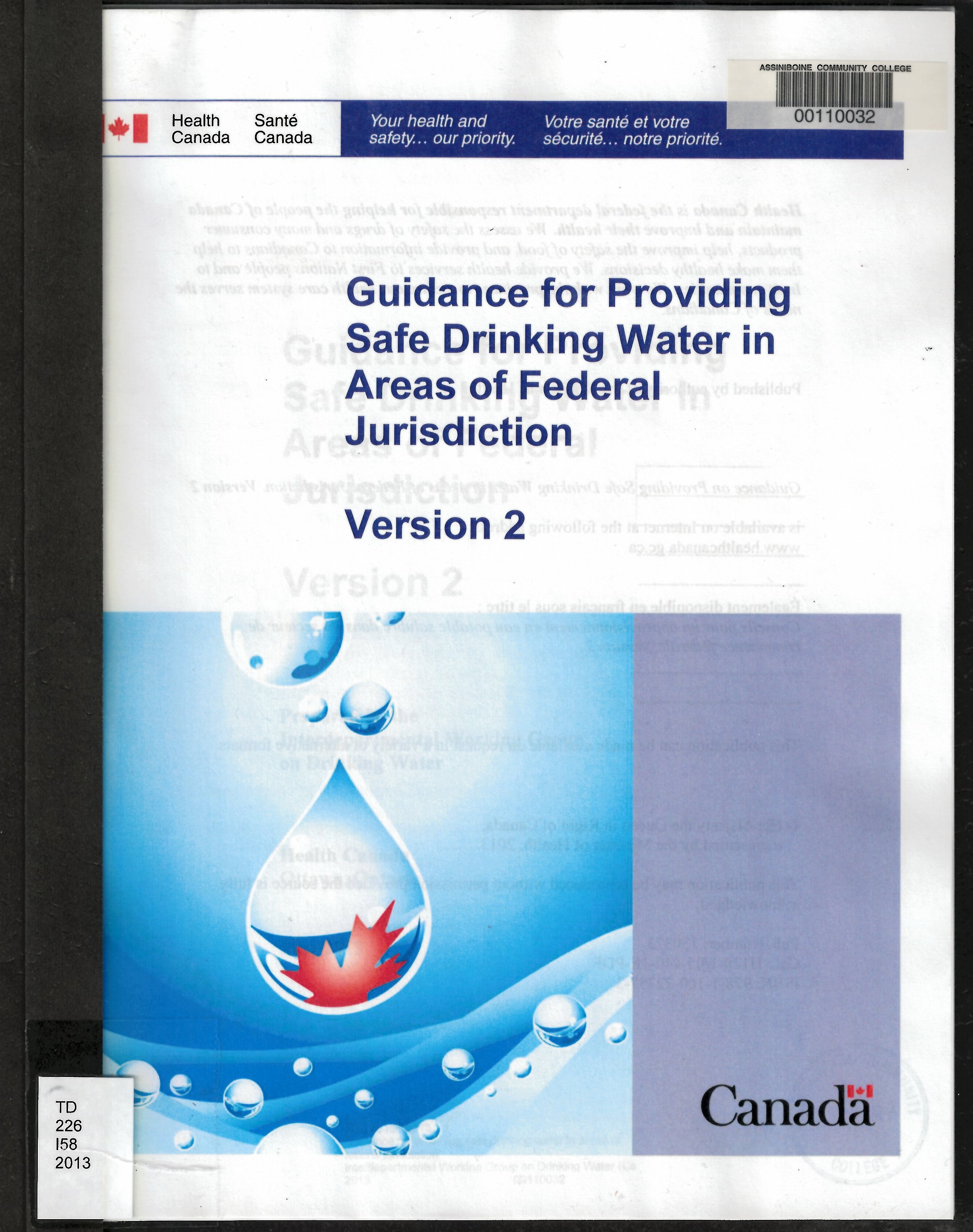Guidance for providing safe drinking water in areas of federal jurisdiction