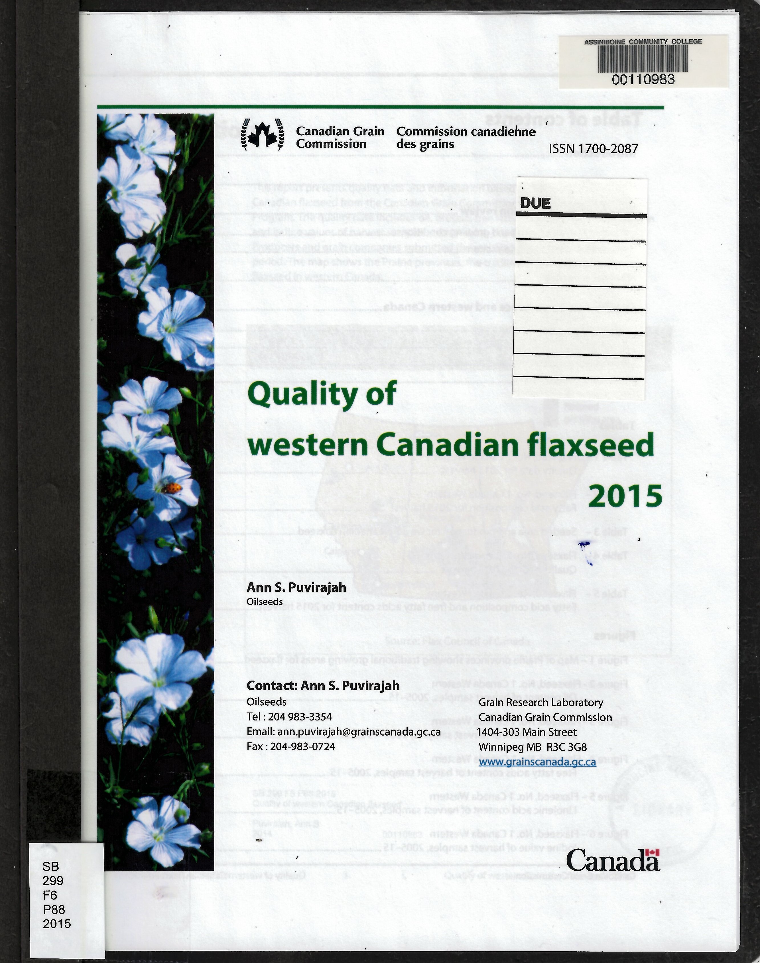 Quality of western Canadian flaxseed