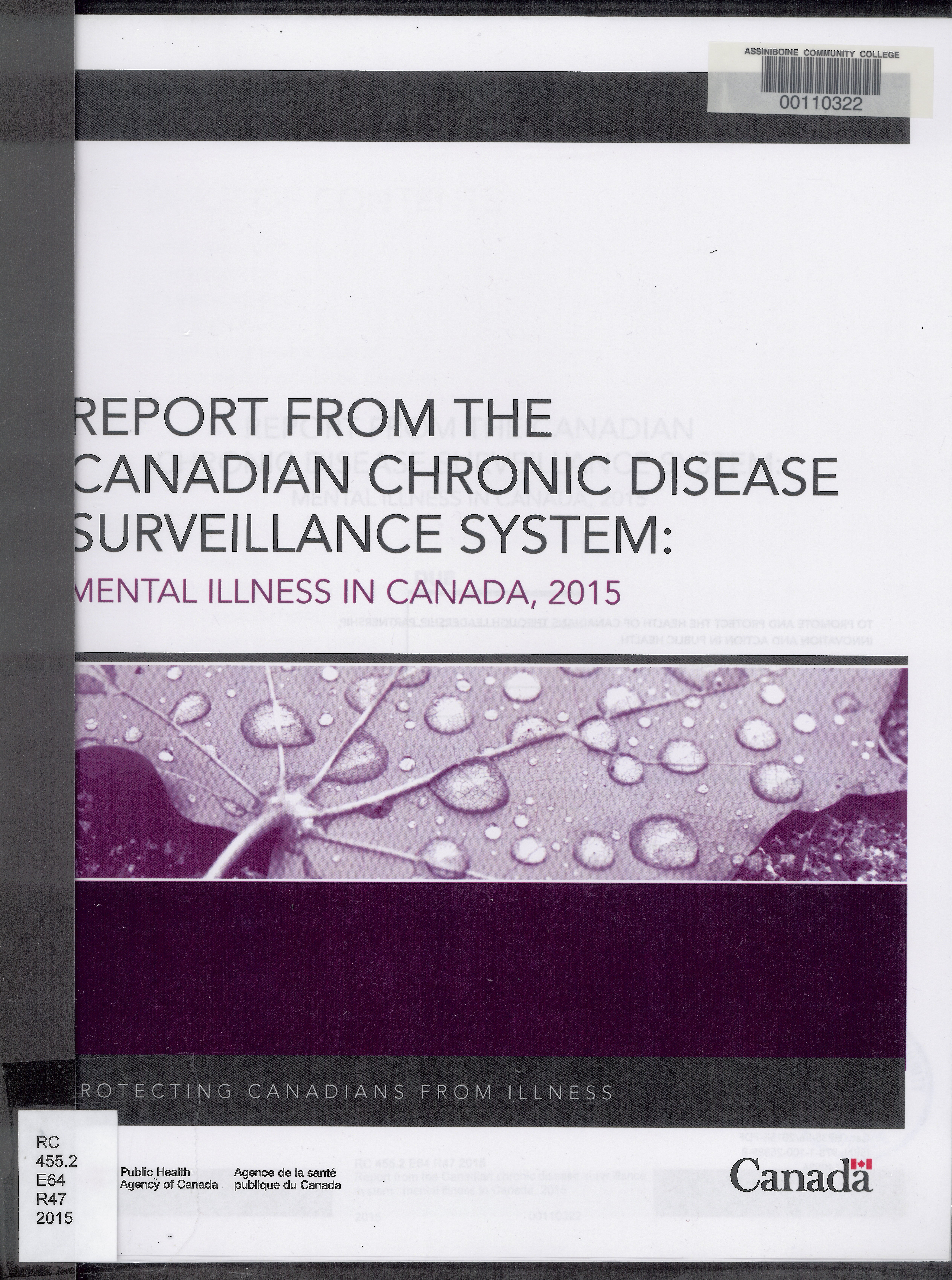 Report from the Canadian chronic disease surveillance system : mental illness in Canada, 2015