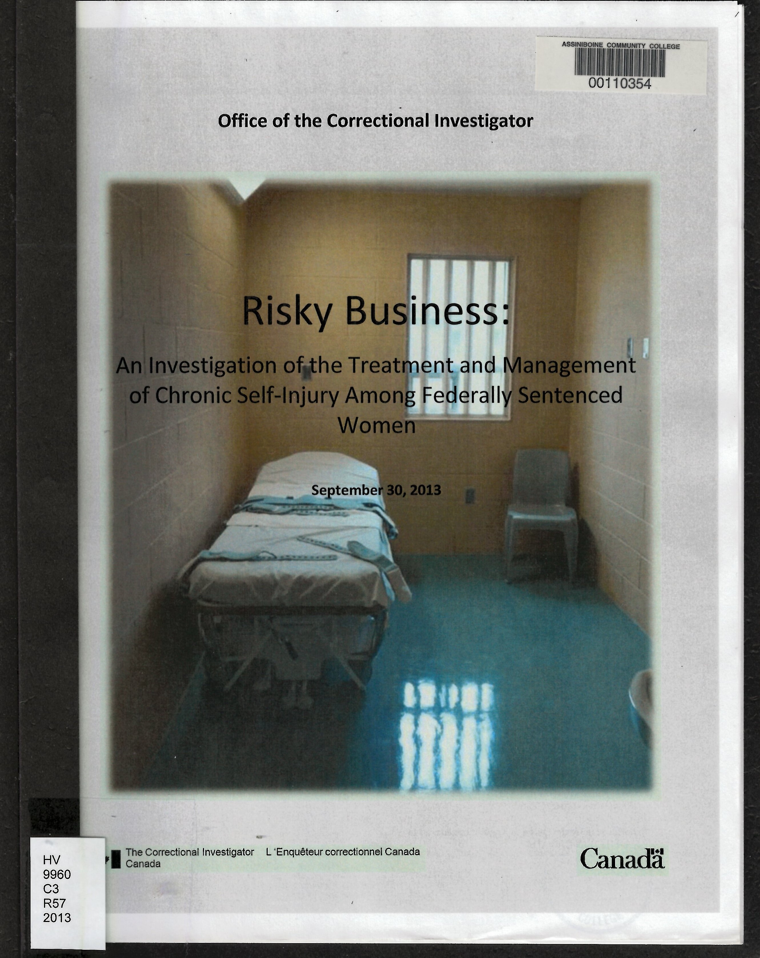 Risky business : an investigation of the treatment and management of chronic self-injury among federally sentenced women : final report
