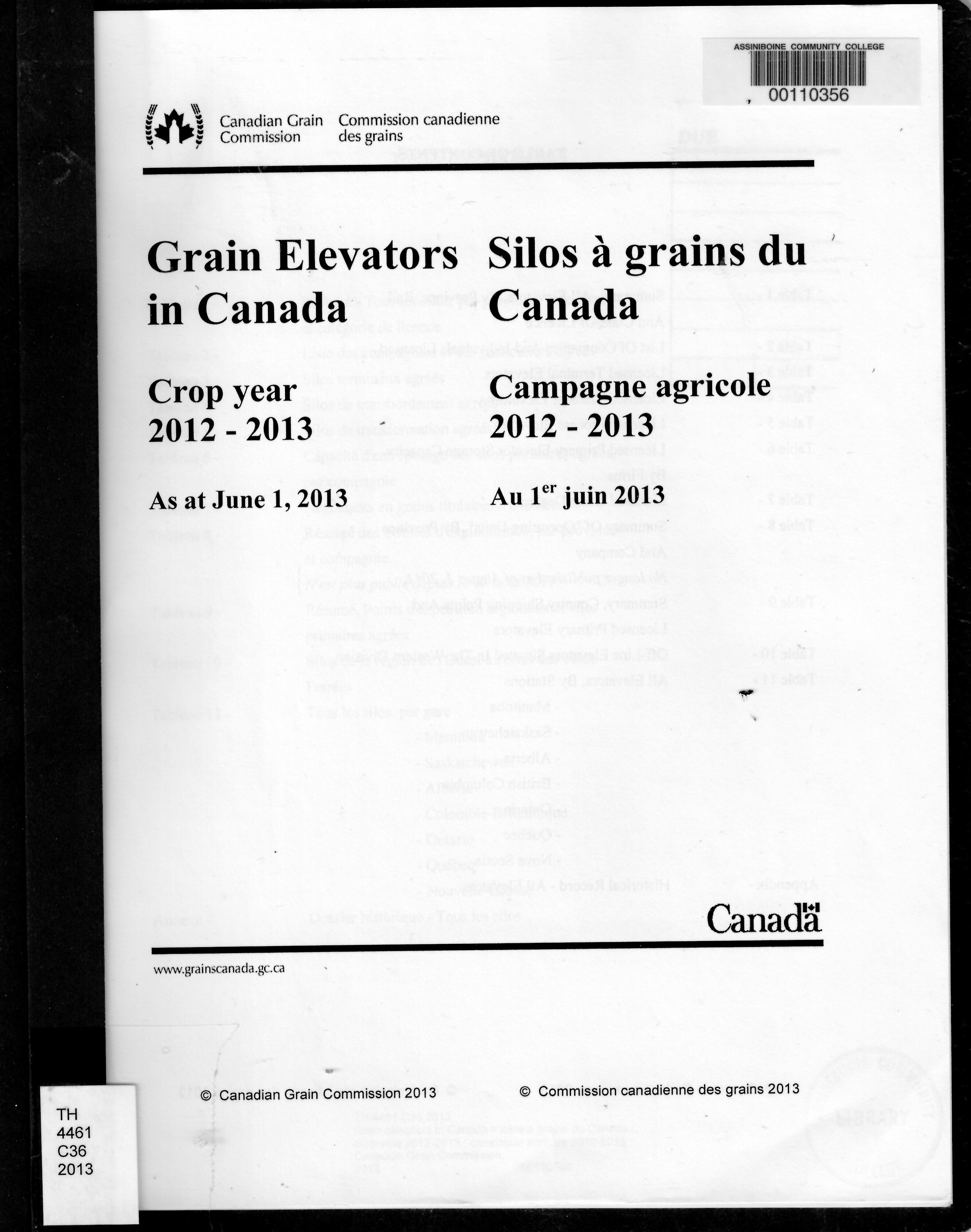 Grain elevators in Canada = silos a grains du Canada : crop year 2012-2013 : campagne agricole 2012-2013