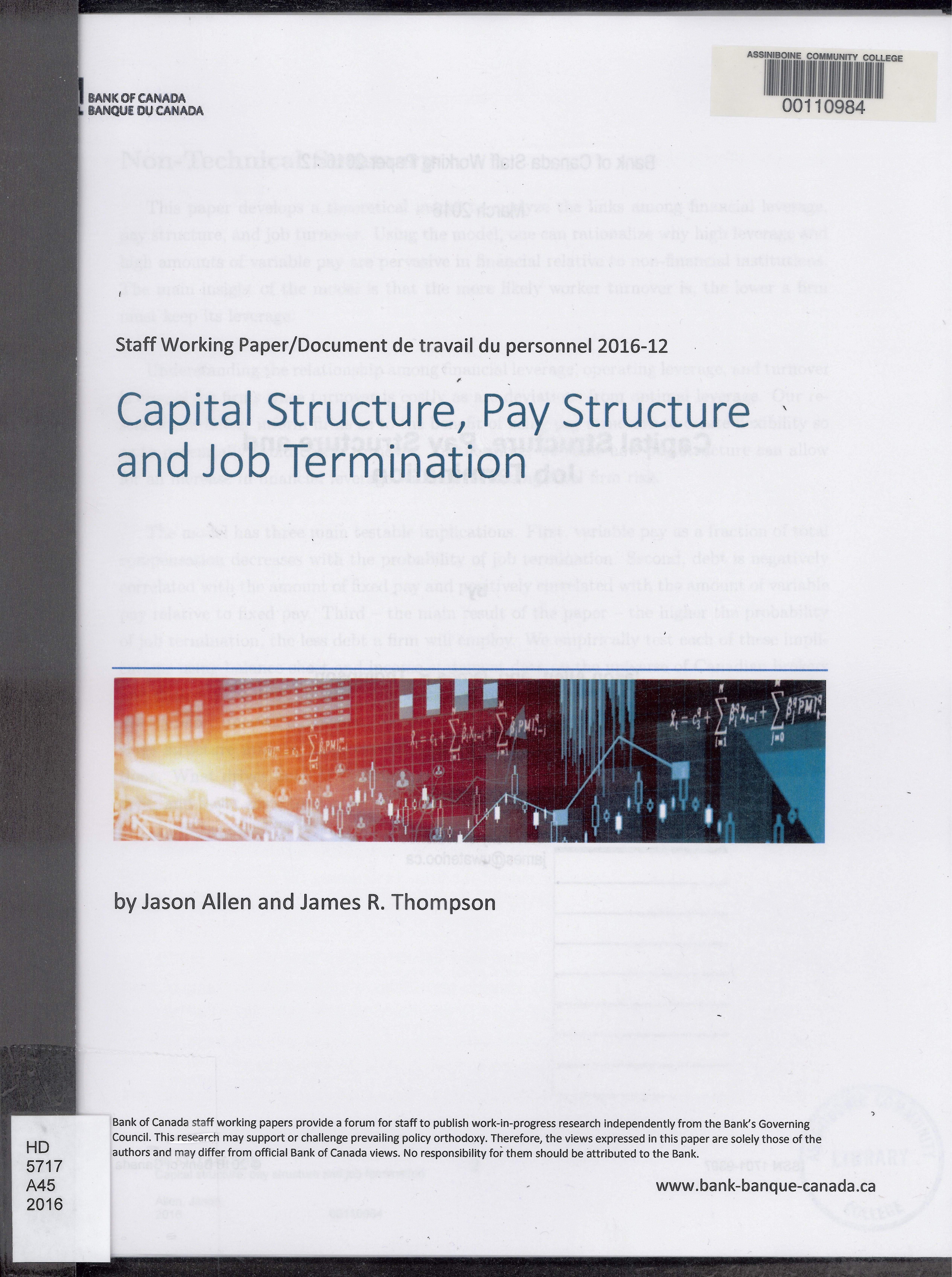 Capital structure, pay structure and job termination