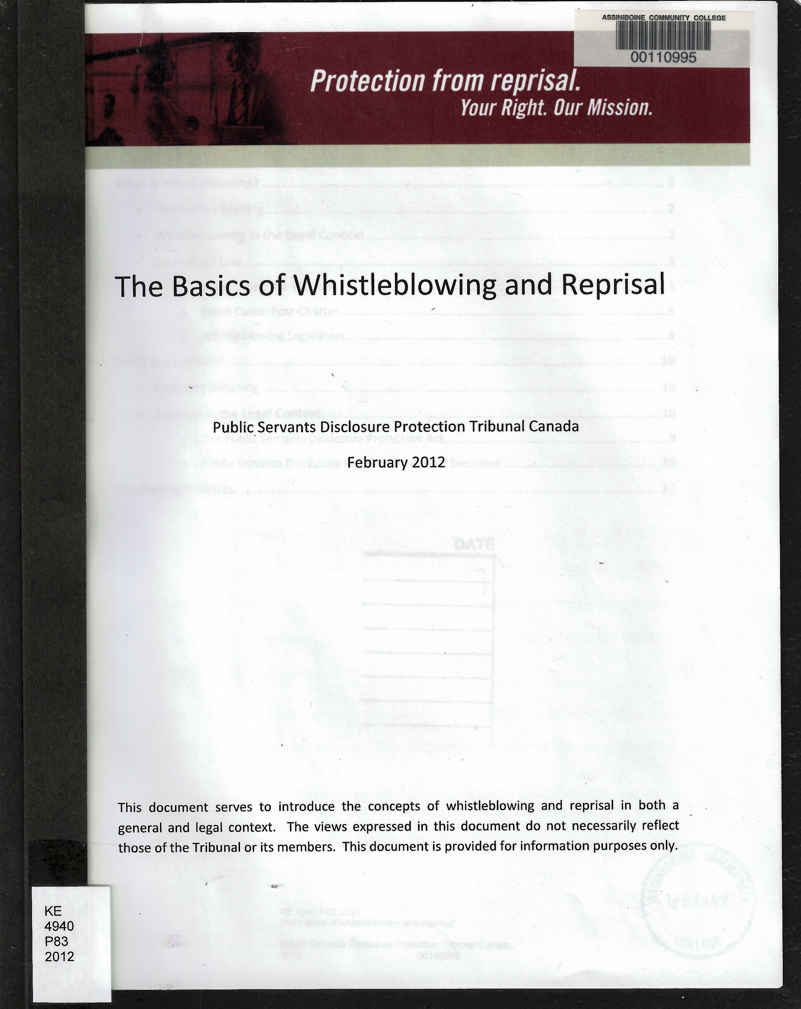 The basics of whistleblowing and reprisal