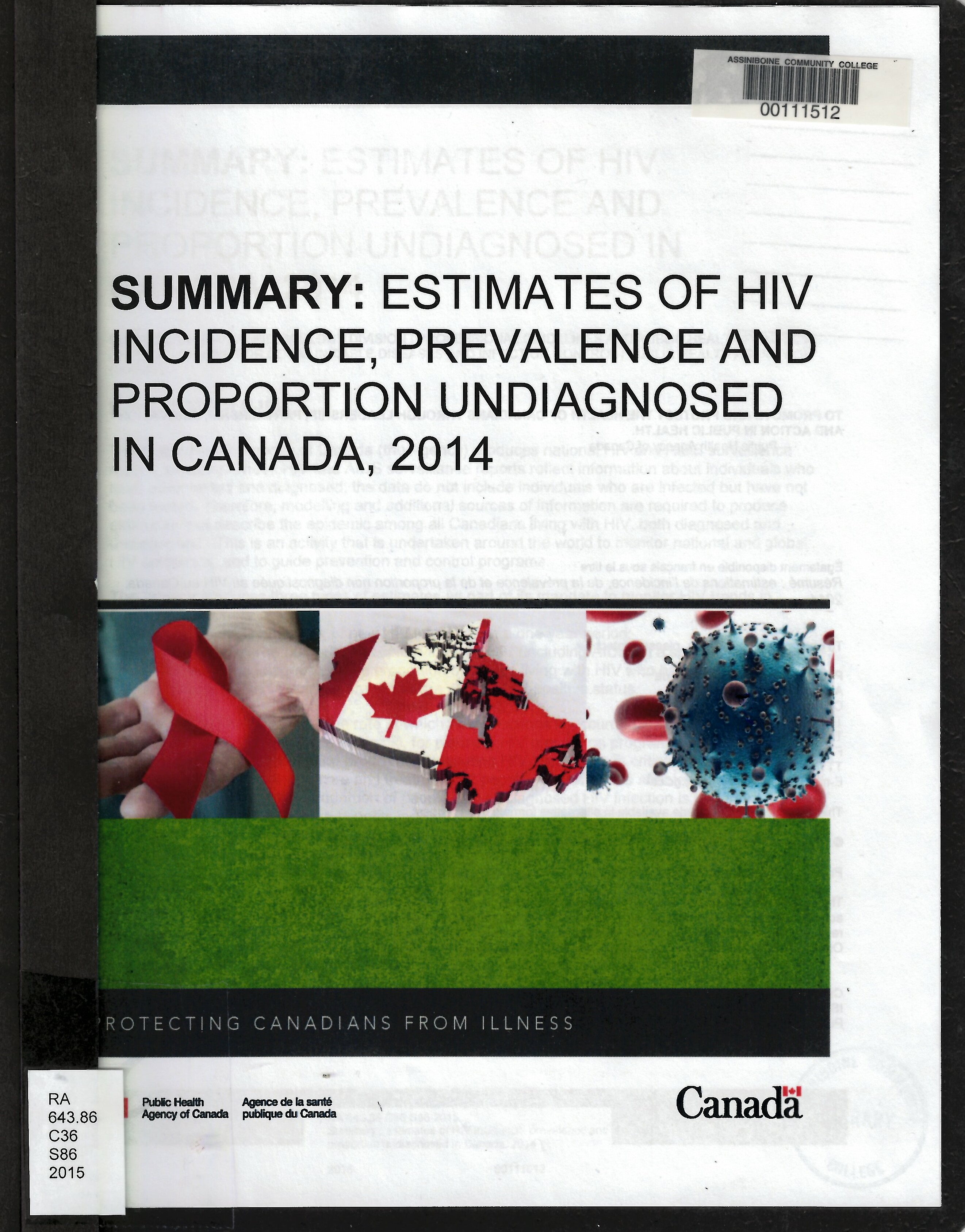 Summary : estimates of HIV incidence, prevalence and proportion undiagnosed in Canada, 2014