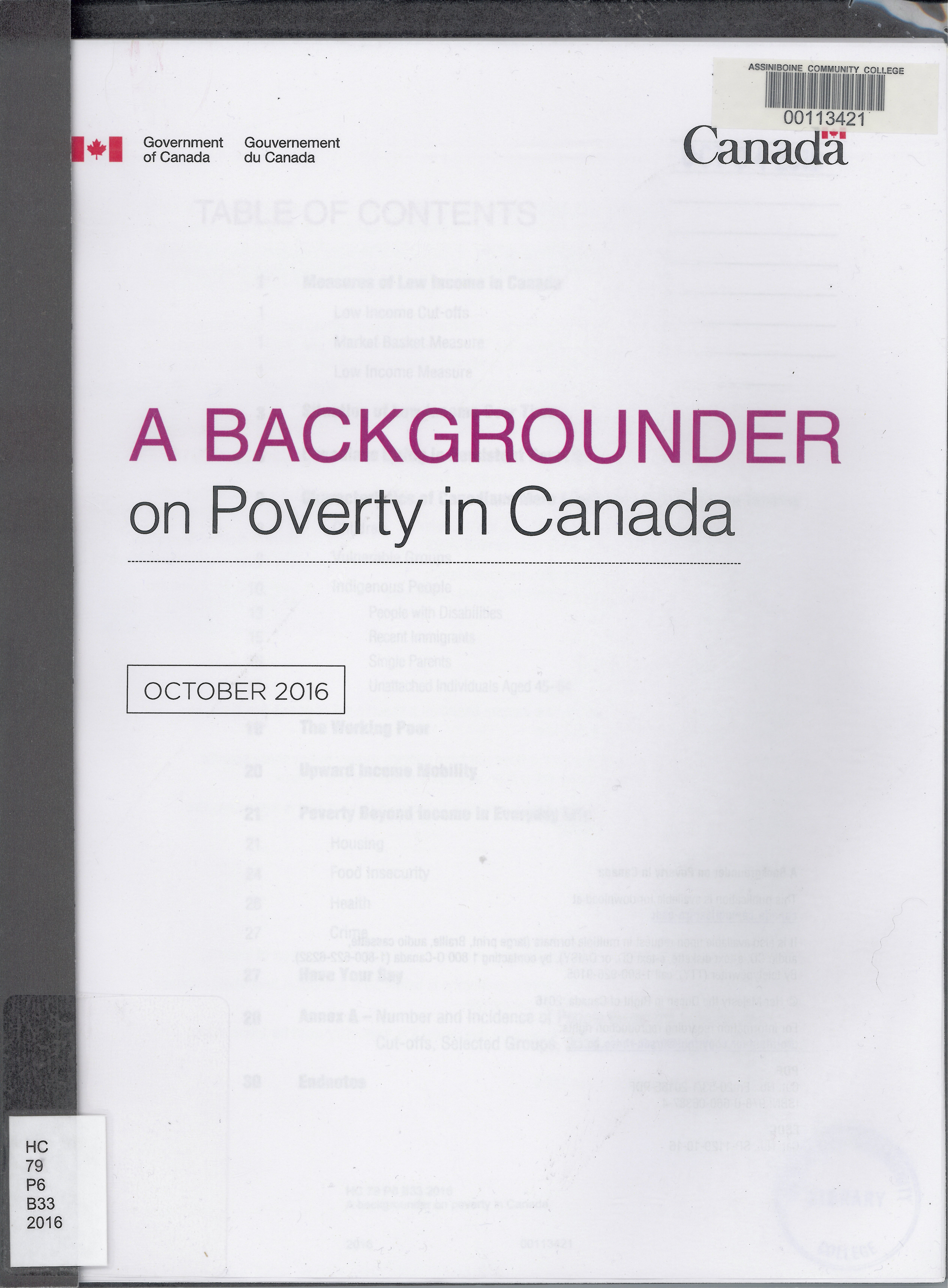 A backgrounder on poverty in Canada