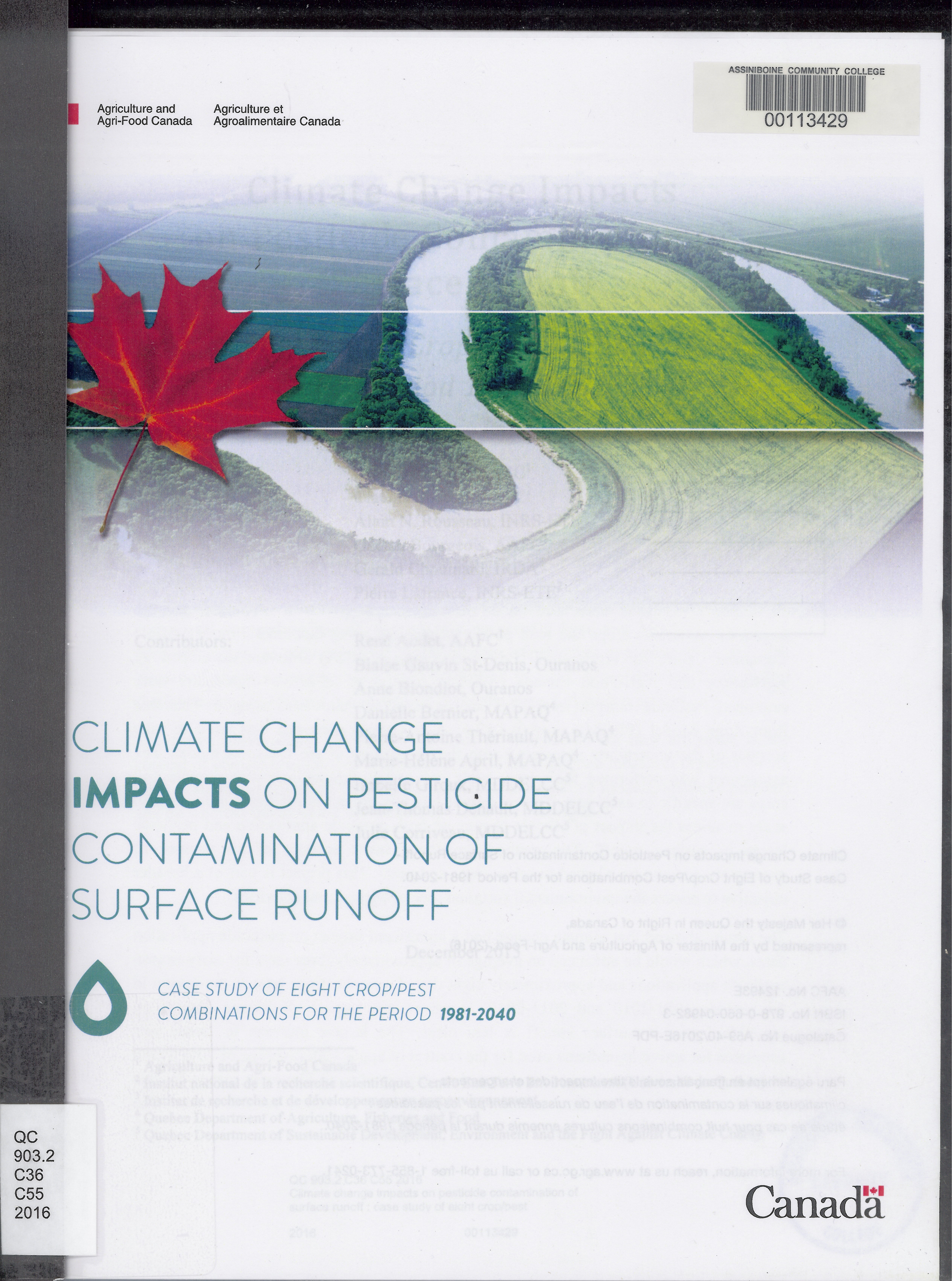 Climate change impacts on pesticide contamination of surface runoff : case study of eight crop/pest combinations for the period 1980-2040