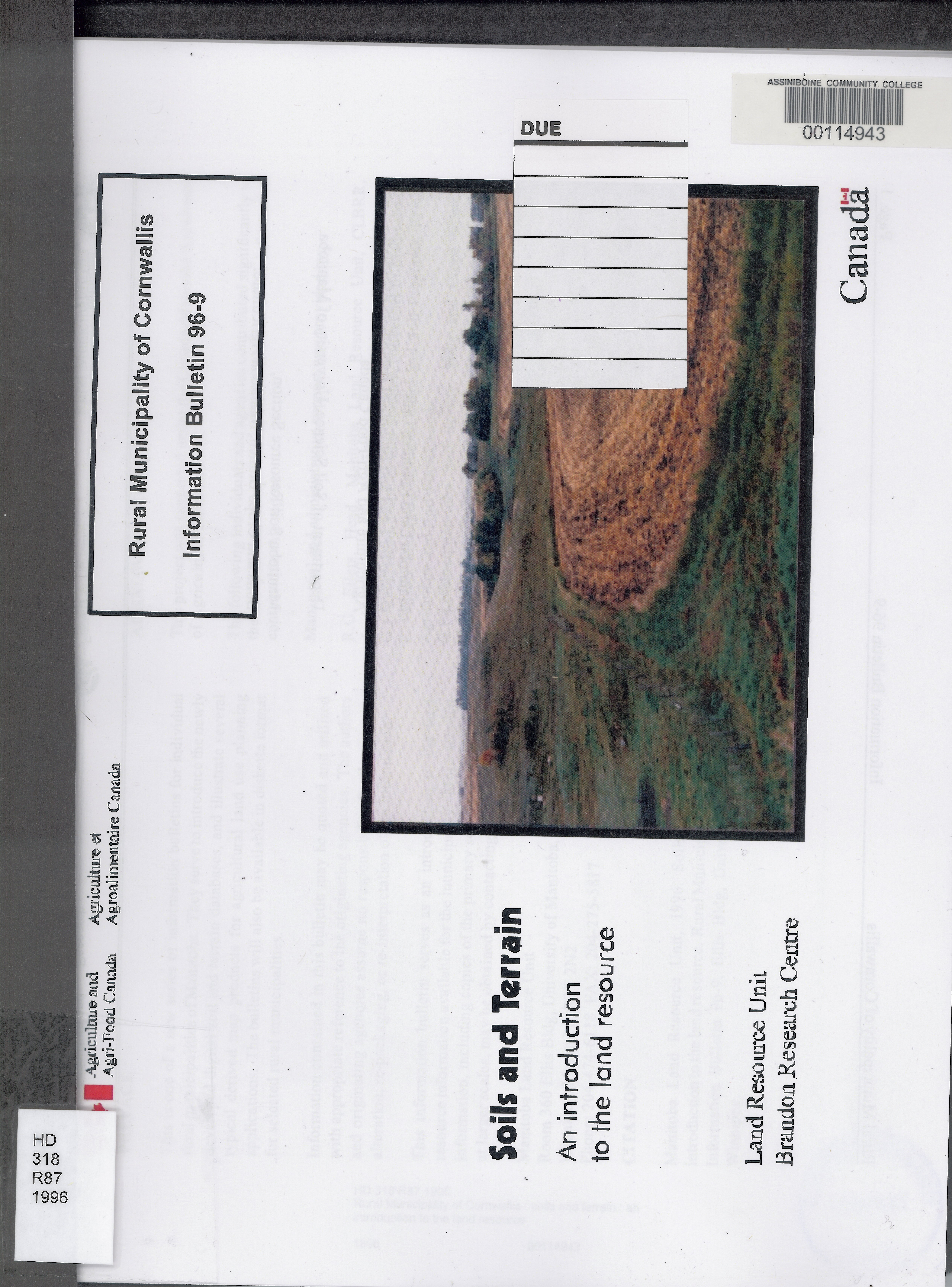 Rural Municipality of Cornwallis : soils and terrain : an introduction to the land resource