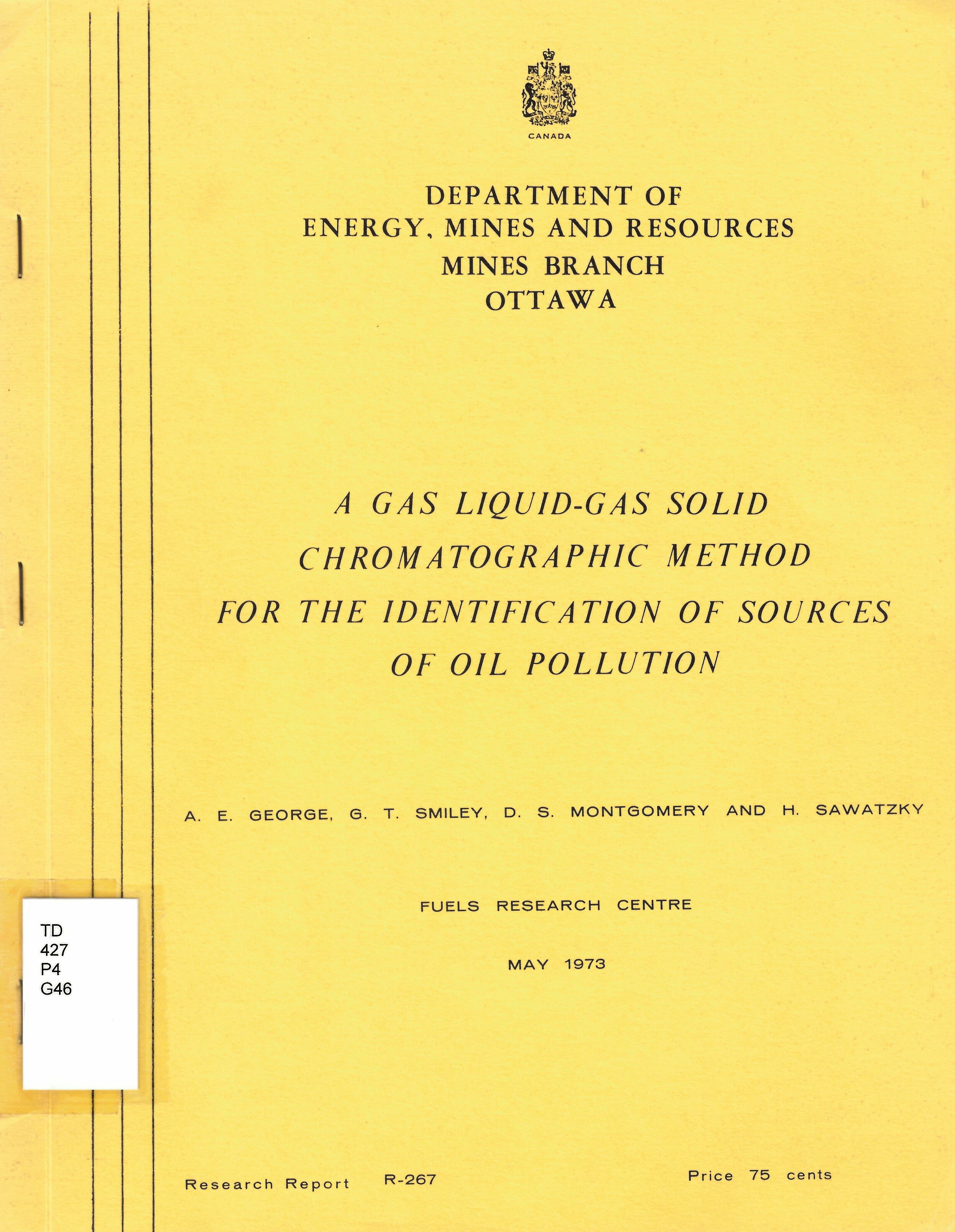 Gas liquid-gas solid chromatographic method for the identification  of sources of oil pollution