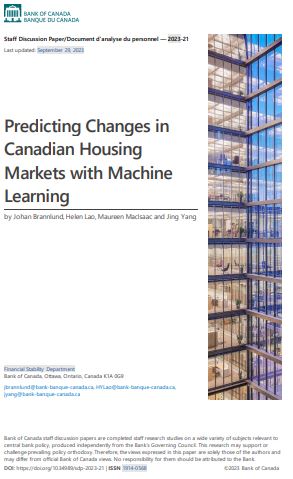 Predicting changes in Canadian housing markets with machine learning