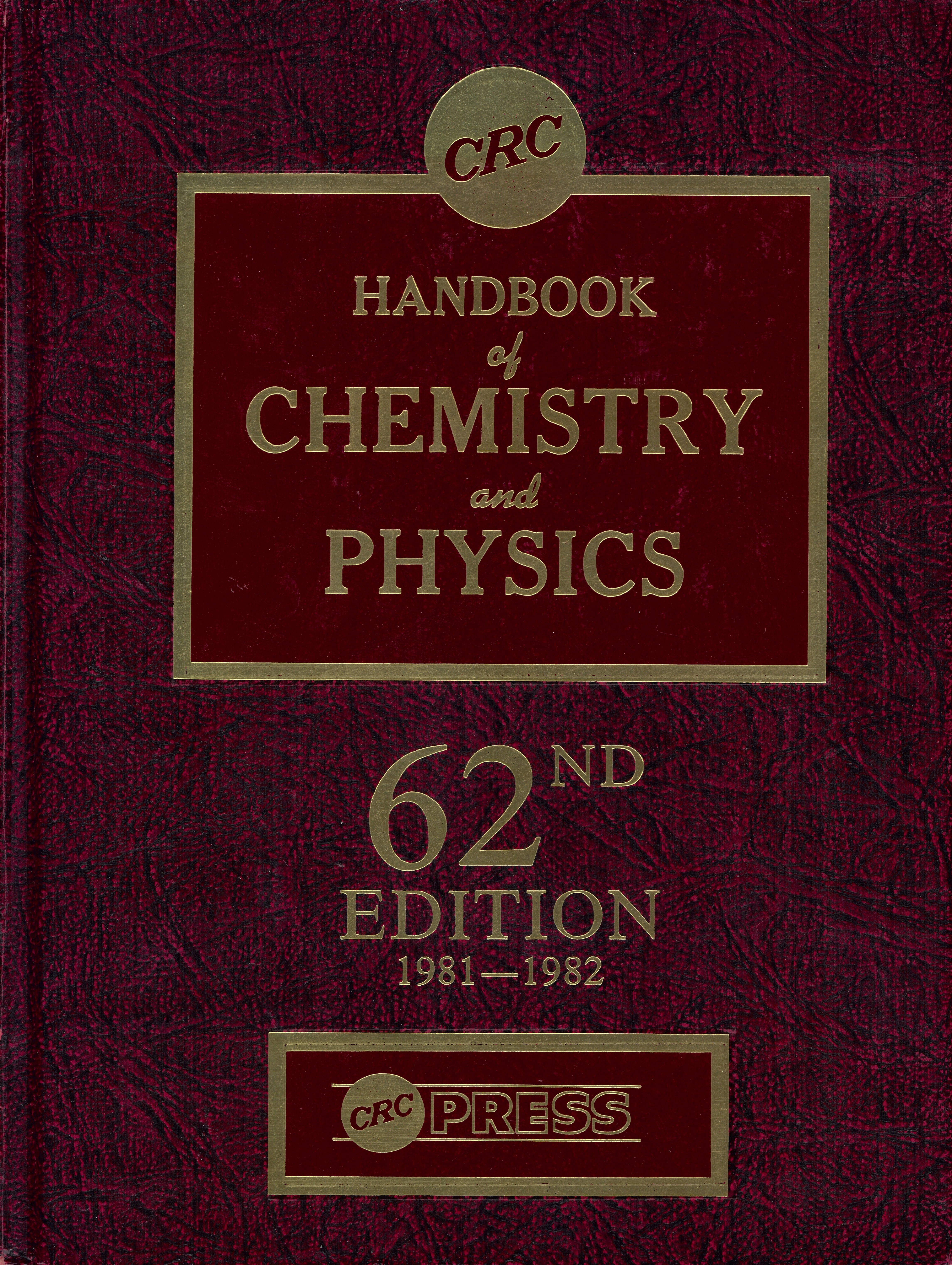 CRC handbook of chemistry and physics: a ready-reference  book of chemical and physical data /