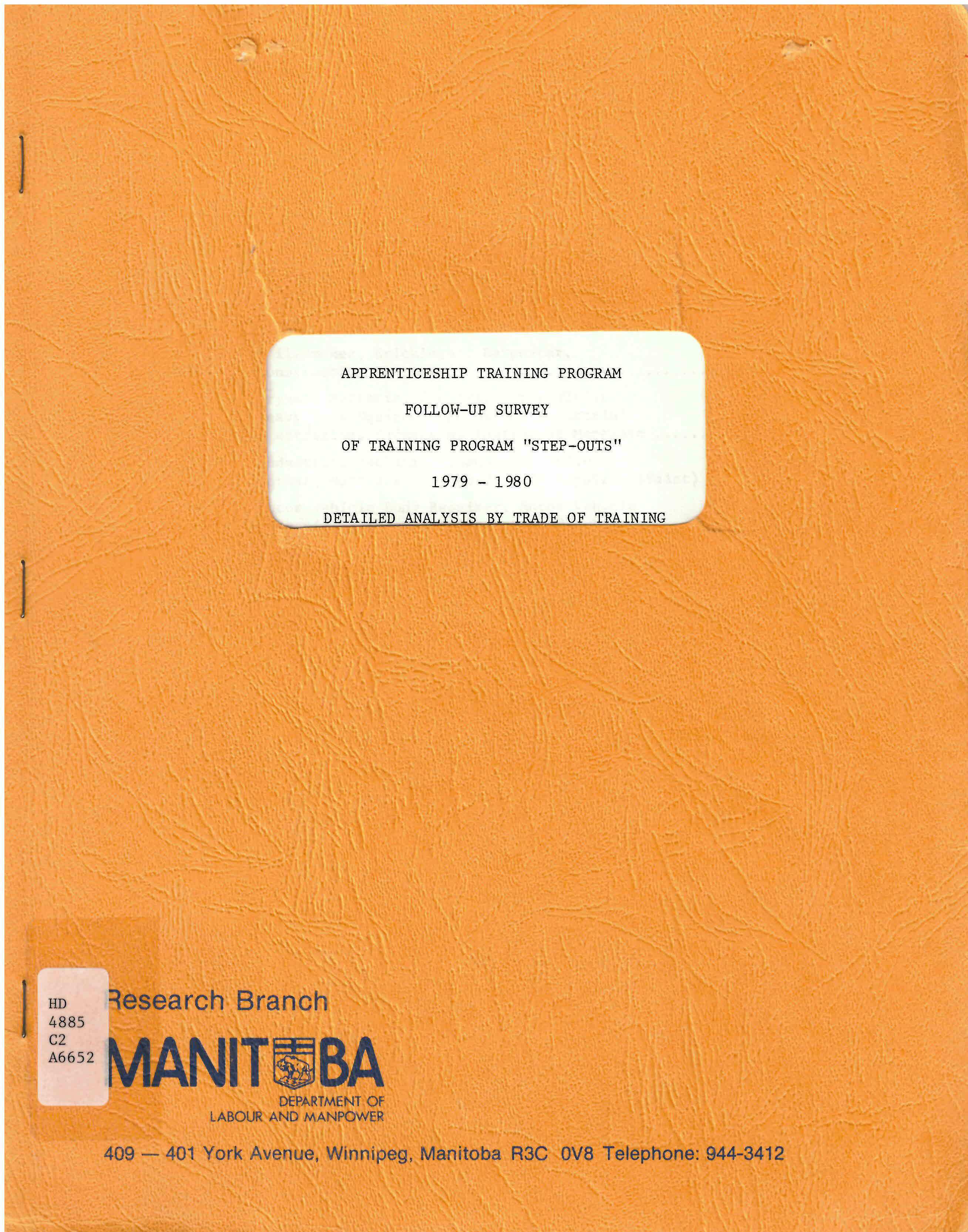 Apprenticeship training program, follow-up survey of  training program "step-outs" 1979-1980: : detailed analysis  by trade of training